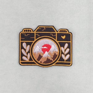 Iron-on camera patch, embroidered badge