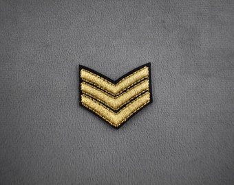 Gouden en zilveren militaire patch, opstrijkbare patch geborduurd op ijzer of naaien, kleding en accessoires aanpassen