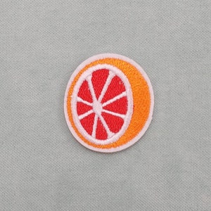 Embroidered iron-on orange patch, citrus crest to customize
