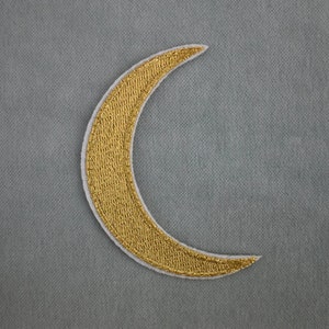 Moon iron-on patch embroidered on iron or to sew, customize clothes and accessories Doré