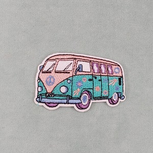 Green pink Van patch, embroidered iron-on patch, iron on patch, sewing patch, customize clothing and accessories image 1