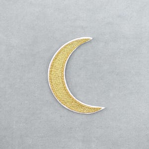 Gold moon patch, iron-on or sew-on, to customize clothing and accessories