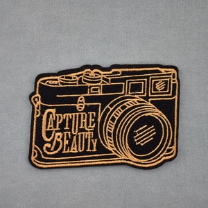 Photography patch, iron-on or sew-on embroidered iron-on patch, customize clothing and accessories