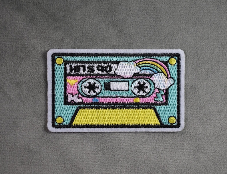 Vintage Cassette iron-on patch, embroidered crest on iron image 2