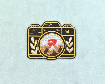 Iron-on camera patch, embroidered badge