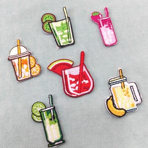 Patch smoothie thermocollants brodés en 6 choix, Écussons brodés sur fer