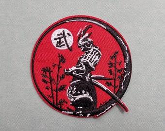 Patch figure Samurai, Patch thermocollant brodé sur fer ou à coudre, customiser vêtements et accessoires