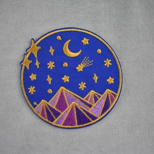 Starry sky Illustration patch, embroidered iron-on patch, customize clothing and accessories