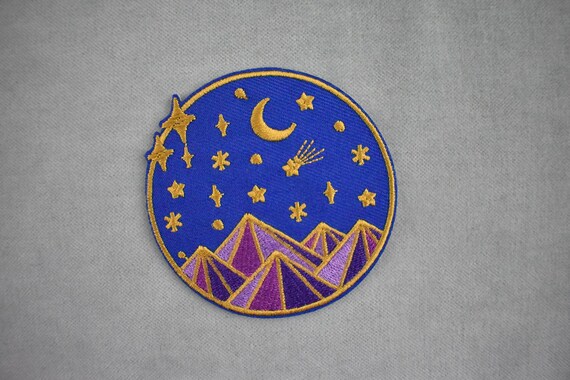 Night Butterfly Patch Iron on Embroidered Patches Moon Phases, Stars &  Night Sky Midnight Blue 