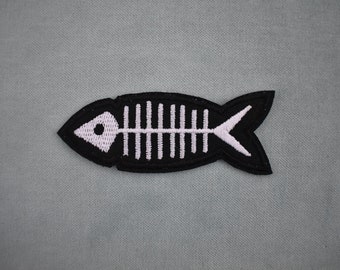 Iron-on Iron-on Fish Illustration Patch, Iron-on Embroidered Crest