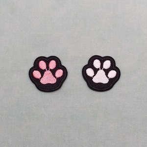 Small iron-on cat paw patch, embroidered sticker badge