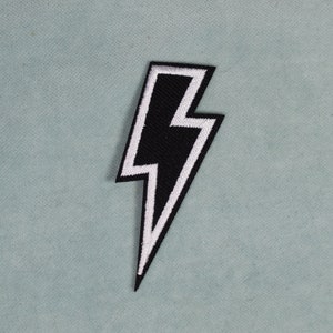Black lightning patch, embroidered iron-on patch, iron on patch, sewing patch, customize clothing and accessories