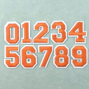 Patchs chiffres oranges, Écussons thermocollants brodés nombres,pour customiser vêtements et accessoires