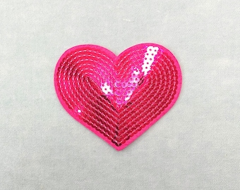 Parche de corazón rosa, purpurina rosa claro, parche de purpurina termoadhesivo