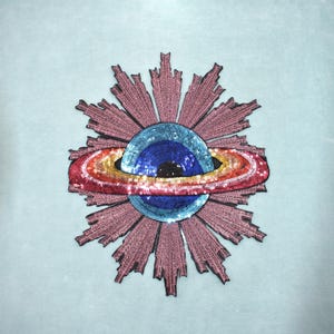 Großer, roségoldener Regenbogenstern-Aufnäher zum Aufbügeln, glitzerndes Emblem