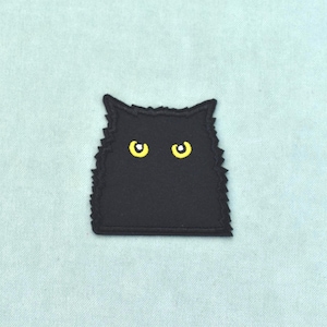 Toppa gatto nero, toppa termoadesiva ricamata 6 cm x 6 cm