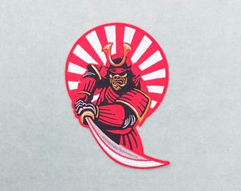 Iron-on samurai patch 10 cm / 14 cm, embroidered badge