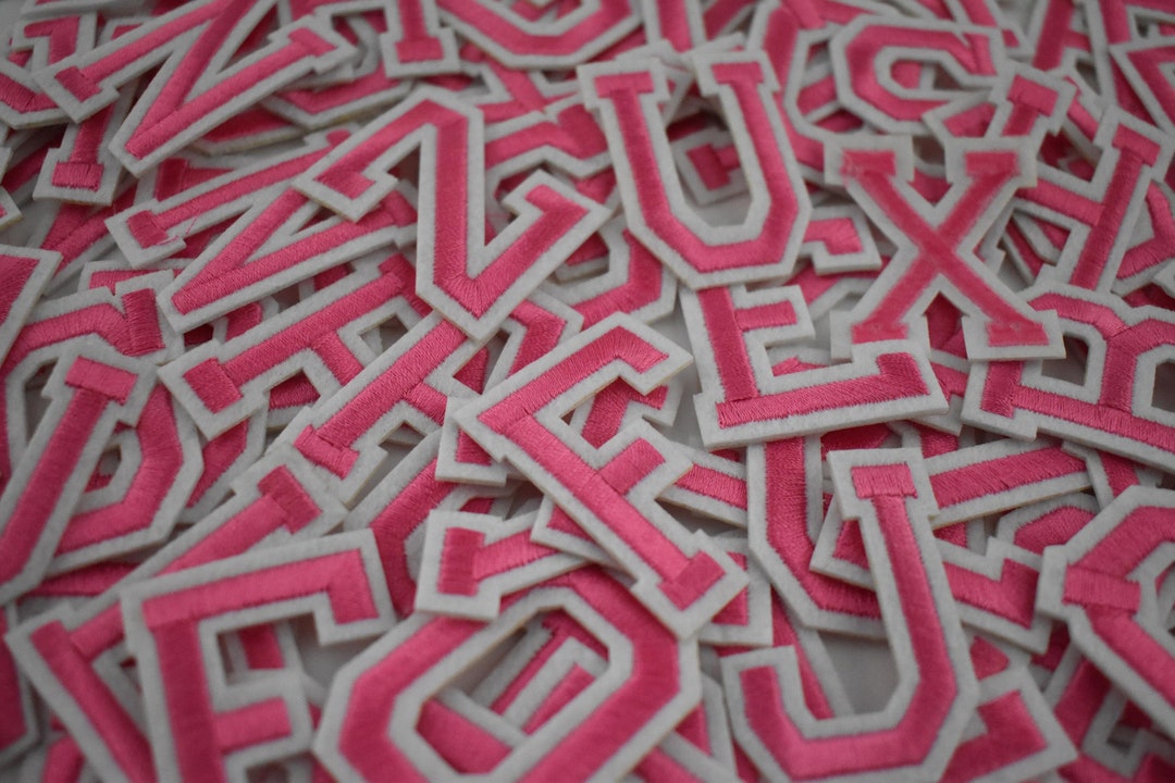Pink Letter Patch Patches Iron on / Sew on Retro Alphabet Embroidery  Clothes 