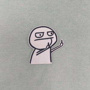 Angry Man patch, embroidered iron-on badge