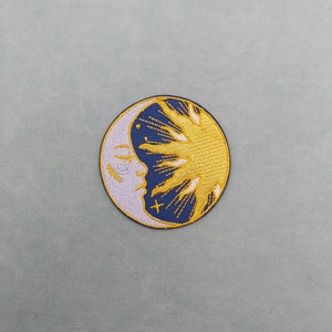 Embroidered sun moon iron-on patch