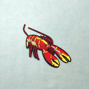 Patch langouste brodé, Écusson thermocollant, personnaliser vêtements, sacs, accessoires...