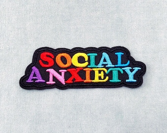 Patch Social Anxiety thermocollant, écusson brodé, fer sur patch, patch à coudre, customiser vêtements et accessoires