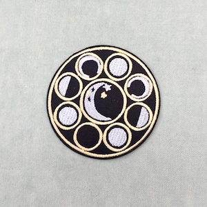 Patch Cycle lunaire illustration, écusson thermocollant brodé, fer sur patch, patch à coudre, customiser vêtements et accessoires