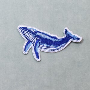 Toppa con balena blu, Toppa ricamata da stirare, Applicazione da cucire