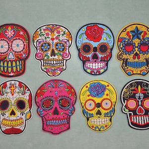 Mexican skull patch, embroidered iron-on patch, iron on patch, sewing patch, customize clothing and accessories