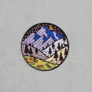 Patch Illustration iron-on fir mountains, nature theme embroidered badge