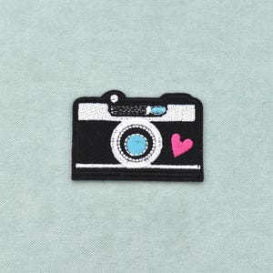 Patch appareil photo thermocollant, écusson camera brodé