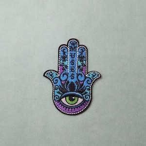 ハムサアイロン接着ワッペン、ラッキーアイ刺繍ワッペン