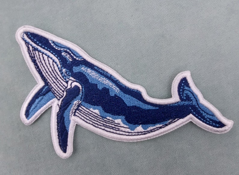 Patch baleine bleue, Écusson brodé thermocollant brodé, Applique à coudre image 2