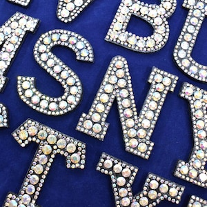 Patchs lettres alphabet strass thermocollants, écussons brodés , Customiser, Personnaliser