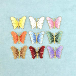 Embroidered iron-on butterfly patch, various colors, iron-on or sew-on patch