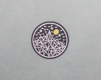 Iron-on moonlight patch 8 cm, embroidered crest