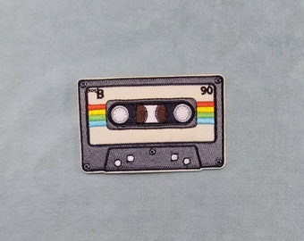 Parche termoadhesivo vintage de Cassette de los años 90, insignia bordada en plancha