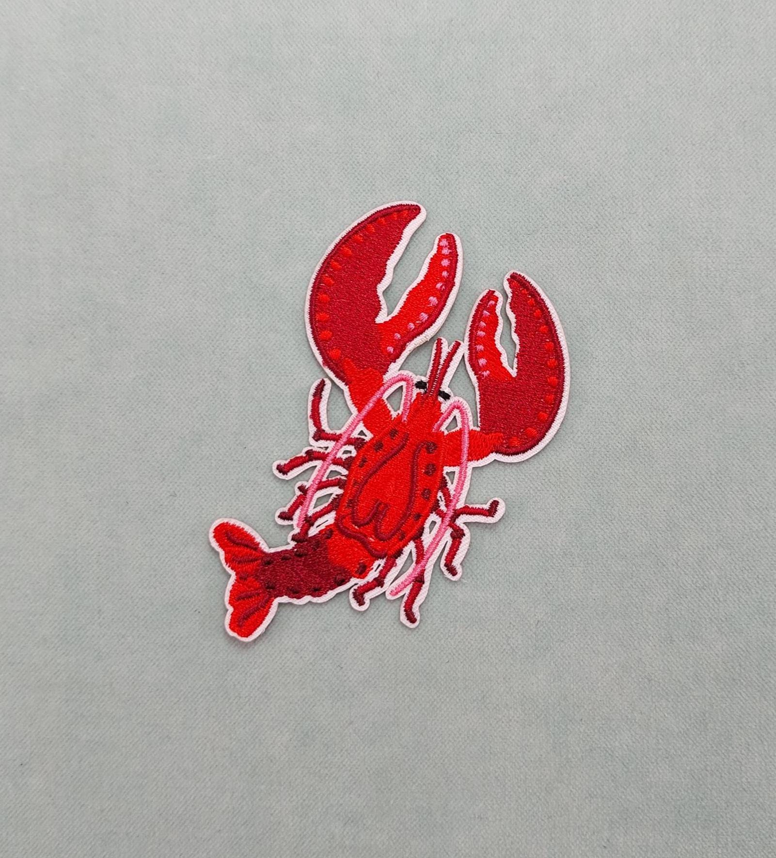 Iron-on or sew-on lobster patch, customize clothing and accessories