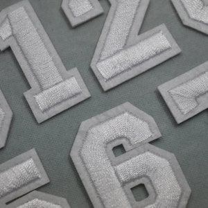 White number patches, iron-on embroidered number patches, to customize clothing and accessories image 1