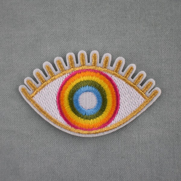 Parche de ojo de arco iris, parche de hierro bordado, parche de hierro, parche de costura, personalizar ropa y accesorios