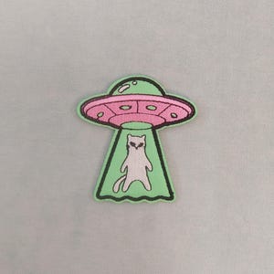 Alien abduction patch, embroidered iron-on or sew-on patch, customize clothing and accessories