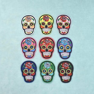 Mexikansk dödskallelapp, broderad Calavera stryklapp, stryklapp, sy-på-lapp, anpassa kläder och accessoarer