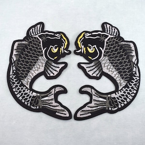 Zilveren koa-vis strijkpatch, geborduurde patch op strijkijzer.