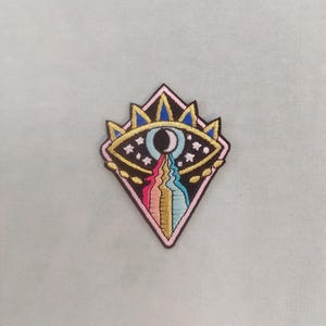 Iron-on diamond eye patch 8.5 cm / 6.8 cm, embroidered iron-on badge