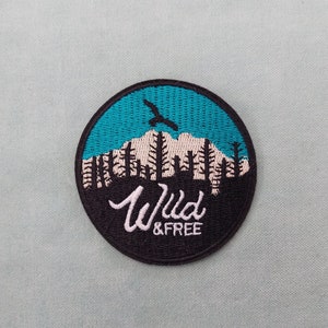 Wild & free iron-on patch, embroidered badge