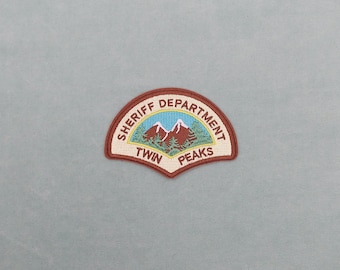 Twin peaks iron-on patch, Sheriff department, embroidered badge