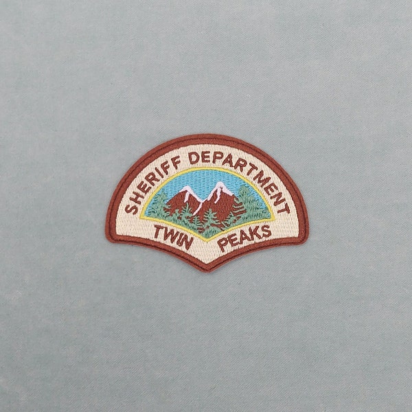 Twin peaks iron-on patch, Sheriff department, embroidered badge