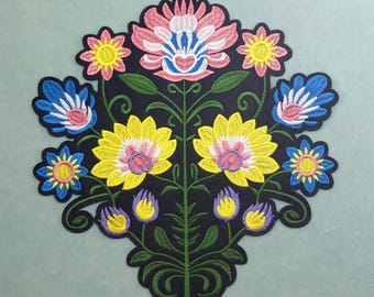 Grand Ecusson Thermocollant Patch Dorsal Rose Fleur Brodé 26.3x10.6cm - Thermocollant Pour Veste Moto Cuir, XXL à Coudre Grand Ecusson Thermocollant Patch Dorsal Rose Fleur Brodé 26.3x10.6cm - Thermocollant Pour Veste Moto Cuir, XXL à Coudre
