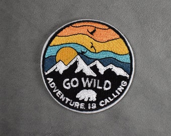 Go wild iron-on patch, embroidered badge