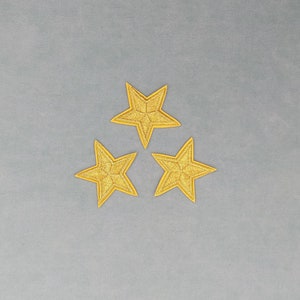 3 gold embroidered iron-on stars, on iron or sewing, customize clothes and accessories